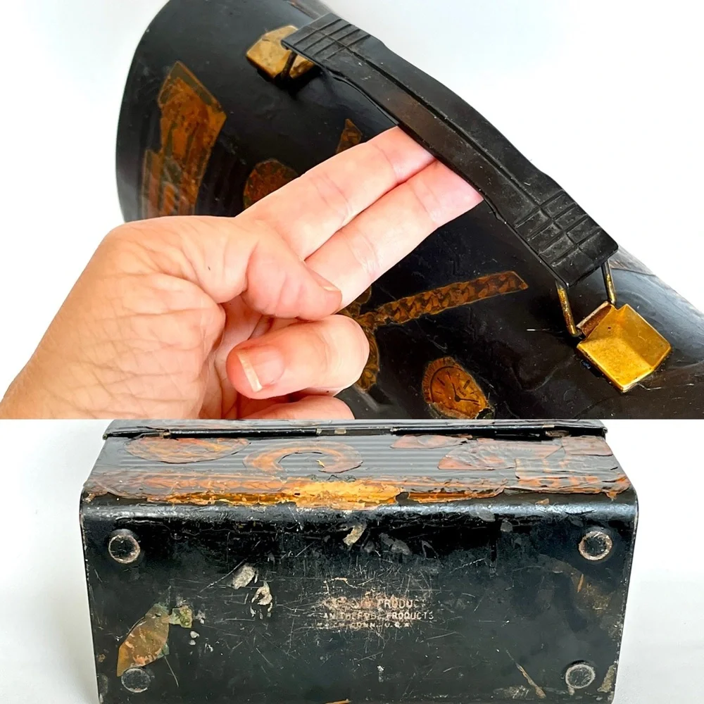 Vintage Decoupage Lunchbox 1960s Retro Mid C Storage Box Jewelry Crafts Watches